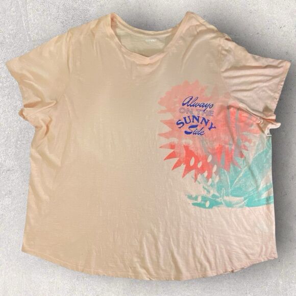 Old Navy Everywear Womens Size 4X Slub Knit Graphic T Shirt Peach Color Tee - Picture 1 of 11